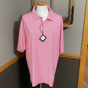 Bobby jones X-H20 Maui Pink & white Gingham Polo Shirt size XL